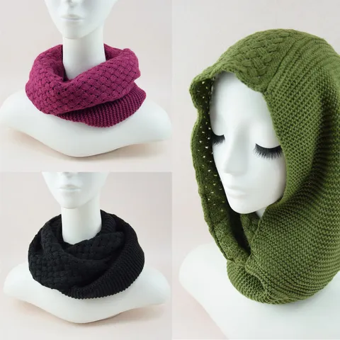 Knitted Neck Warmer Scarf For Women Solid Color Acrylic Warm Winter Neck Gaiter Soft Breathable Circle Scarf For Daily Wear