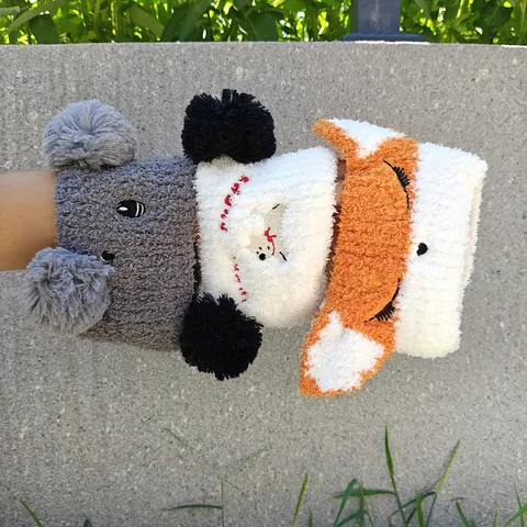 Cute Cartoon Animal Embroidered Wide Headband Soft Coral Fleece Wash Face Hair Band Plush Warm Ear Winter Earwarmers Headwrap