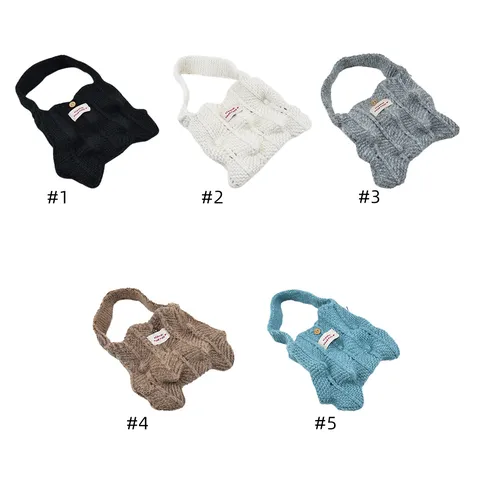 Bolso de Mano Tejido Plisado para Mujer Poliéster Punto Bolso Tote Estilo Retro Pequeño Color Sólido Bolso de Mano para Diario