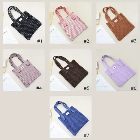 Damen Urban Minimalistisch Polyester Gestrickt Tote Bag Koreanisch Lässig Vertikale Streifen Textur Große Kapazität Handtasche Alltäglich Reise Shopper Tasche