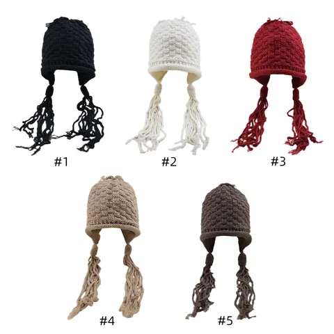 Berretto in Maglia a Scacchi Vintage All Uncinetto Con Nappe Intrecciate Cappello Europeo Invernale Caldo Antivento All Aperto per Uomo Donna