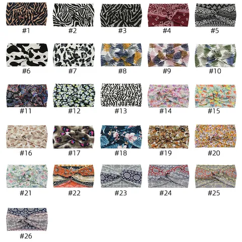 Polyester Printed Criss Cross Headband Elastic Sport Hairband Wide Yoga Turban Casual Headwrap For Women Workout Hair Accessories