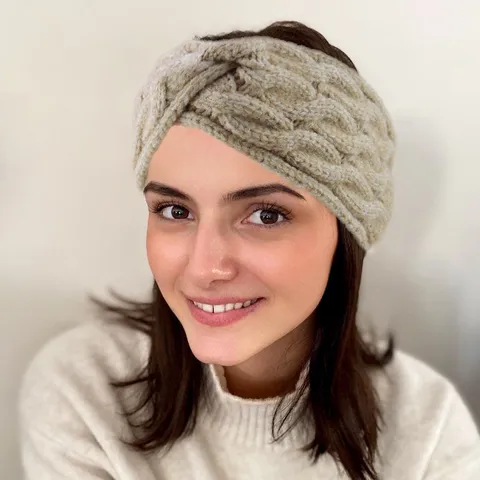 Winter Warm Zopfstrick Stirnband Kreuz Häkeln Haarband Breiter Ohrenwärmer Yoga Turban Kopfwickel Für Damen Einfacher Kopfschmuck