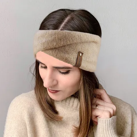 Women Mohair Knitted Cross Twist Headband Winter Warm Ear Warmer Wide Headwrap Solid Color Yoga Sports Hair Band Hair Accessories