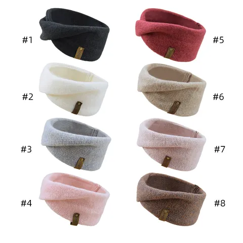 Women Mohair Knitted Cross Twist Headband Winter Warm Ear Warmer Wide Headwrap Solid Color Yoga Sports Hair Band Hair Accessories