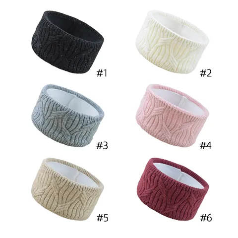 Women Winter Warm Knit Wide Headband Fuzzy Fleece Lined Ear Warmer Cable Hair Band For Outdoor Cozy Hairband