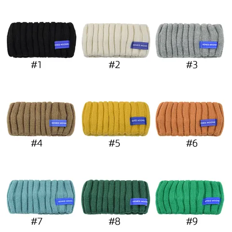 Bandeau Tricot Côtelé Minimaliste Avec Étiquette de Lettre pour Femmes Bandeau Large en Acrylique Élastique pour Yoga Lavage du Visage Coiffure Quotidienne