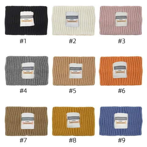 Gebreide Hoofdband met Letterlabel Warme Acryl Oorwarmer voor Dames Effen Kleur Sport Hoofdband Haaraccessoire