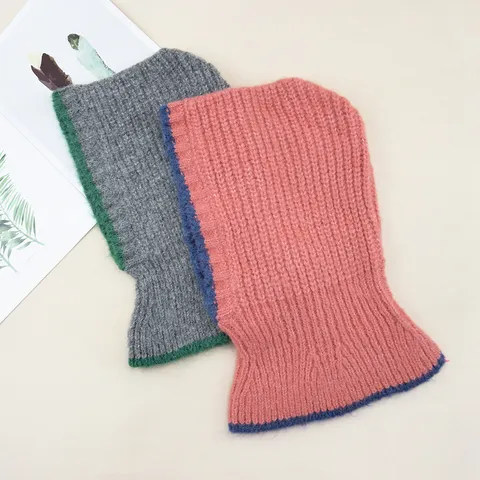 Winter Warm Strick Balaclava Mütze Mit Halswärmer Für Herren Damen Outdoor Skifahren Gerippt Winddicht Acryl Strickhaube Mütze