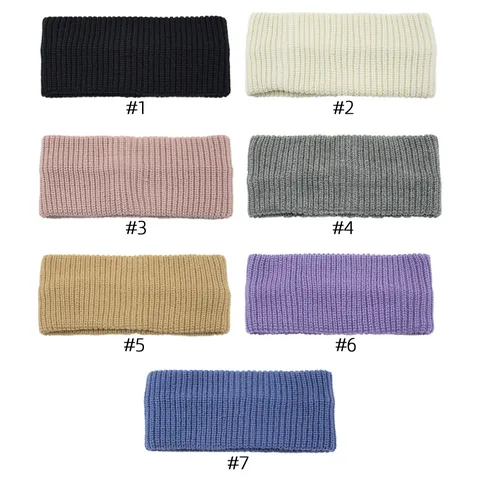 Solid Color Knitted Ribbed Headband Women Acrylic Elastic Wide Hair Band For Face Washing Daily Retro Hair Accessories