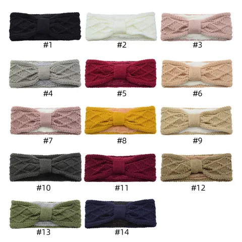 Γυναικεία Κορδέλα με Επένδυση Fleece Πλεκτή Σχέδιο Πλέγμα Φιόγκος Χειμερινή Προστασία Αυτιών Μαλακή Ακρυλική Αξεσουάρ Μαλλιών
