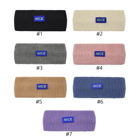Y2K Letter Label Knit Headband European American Style Sport Sweatband Elastic Ear Warmer Hairband For Women Men Kids