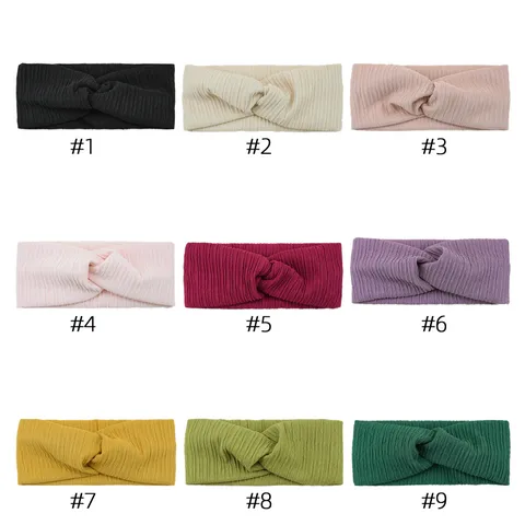 Minimalist Polyester Striped Criss-Cross Headband Wide Elastic Hair Band Ribbed Workout Sport Sweatband Yoga Wash Face Hair Accessories For Women
