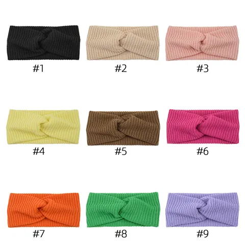Diadema Ancha Tejida de Punto Poliéster Minimalista Nudo Cruzado Cuadros Patrón Macarrón Elástico Deporte Cinta Para Yoga Lavar Cara Mujeres