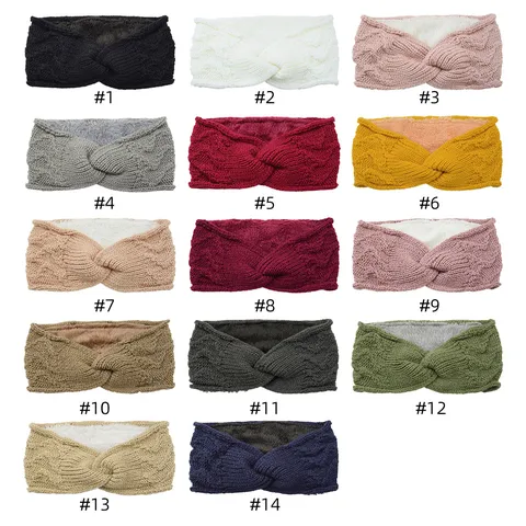 Women Winter Fleece Lined Warm Headband Cable Knit Wavy Criss Cross Thick Ear Warmer Head Wrap Ear Protection Thermal Headwear