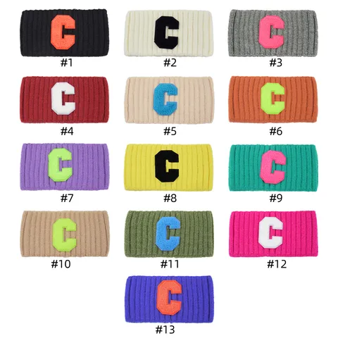 Fascia per Capelli in Lana a Maglia Y2K per Donna Fascia Larga Lettera C Contrasto Colore Righe Lavaggio Viso Copricapo Retro Stile Coreano Accessori per Capelli