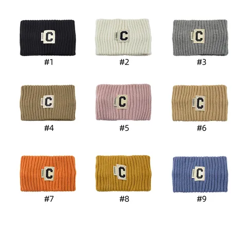 Bandeau Tricoté pour Femmes Large Lettre C Broderie Bandeau Cheveux Chaud Hiver Yoga Lavage Visage Cache-oreilles Bandeau Mode Accessoires Cheveux