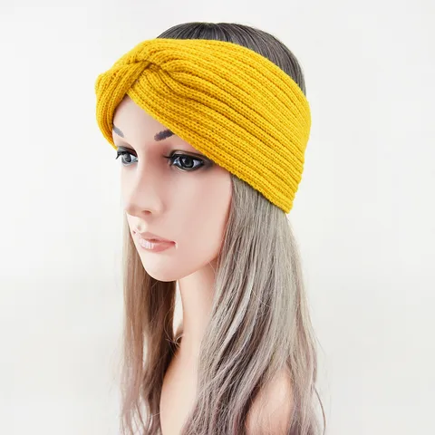 Western Style Acrylic Winter Cable Knit Headband Fleece Lined Fuzzy Cross Hairband Warm Ear Warmer Head Wrap Sport Hair Band For Women Men