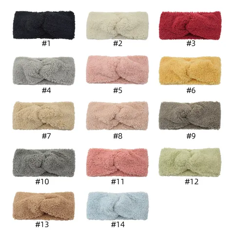Damen Winter Warm Breit Gestricktes Stirnband Dicker Plüsch Kreuzknoten Kopfband Thermo Ohrenwärmer Elastisches Haarband