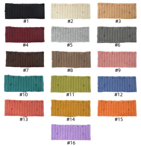 Western Style Distressed Hole Knit Headband Ribbed Crochet Ear Warmer Headwrap Solid Color Sports Yoga Hair Band For Women Accessories