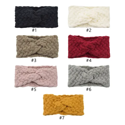 Women Cable Knit Cross Headband Acrylic Thermal Ear Warmer Soft Hairband For Face Washing Autumn Winter Outdoor Headwrap Accessories