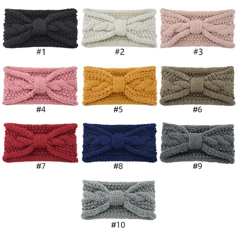 Women Cable Knit Headband Bowknot Wide Hairband Winter Warm Ear Warmer Turban Sports Headwrap Twisted Elastic Soft Hairband Accessories
