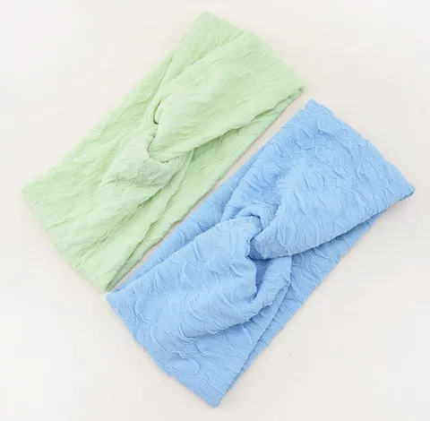 Western Style Polyester Wide Crinkle Headband Crossed Elastic Hairband Solid Color Textured Sport Sweatband Yoga Hair Wrap For Women Everyday Accessories