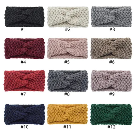 Bandeau Croisé Tricoté Style Occidental Pour Femmes En Poliester Couleur Unie Large Élastique Tour de Tête Pour Sport Lavage Du Visage Accessoires Cheveux