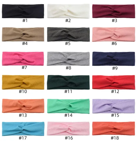 Women Ribbed Knit Crossover Headband Elastic Striped Turban Sports Hair Band Breathable Twisted Headwrap Yoga Washing Face Accessories