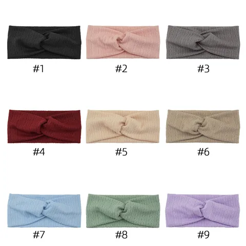 Bandeau Large Minimaliste en Poliestere Tricoté Losanges Avec Torsade Croisée Élastique Respirant pour Sports Yoga Cheveux