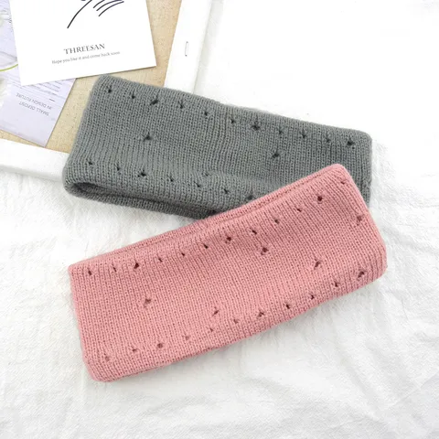 Western Style Vintage Double Layer Acrylic Knit Headband Distressed Ripped Cable Wide Hair Band For Yoga Sport Face Wash Women Headwear