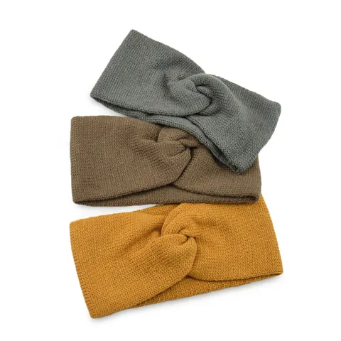 Women Winter Warm Knit Headband Acrylic Double Layer Cross Knot Ear Warmer Hair Band Retro Geometric Solid Color Handmade Headwrap Hair Accessories
