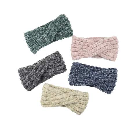 Westliches Marl Mohair Stirnband Gestrickt Überkreuzt Ohrenwärmer Sport Haarband Winter Warmes Wollstirnband für Damen