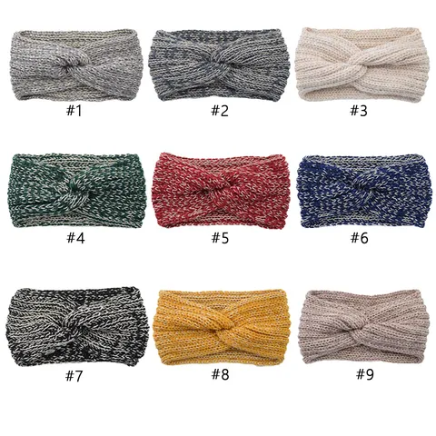 Women Fashion Euro Style Hand Knitted Crossed Metallic Thread Yarn Headband Ear Warmer Geometric Elastic Winter Warm Hair Accessories Party Everyday Headwear
