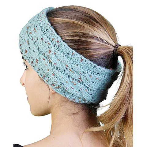 Fascia per Capelli da Donna a Trecce in Acrilico Filato Picchiettato Scaldaorecchie Invernale Caldo Intrecciato Elastico Elastico per Capelli Sport all'Aperto