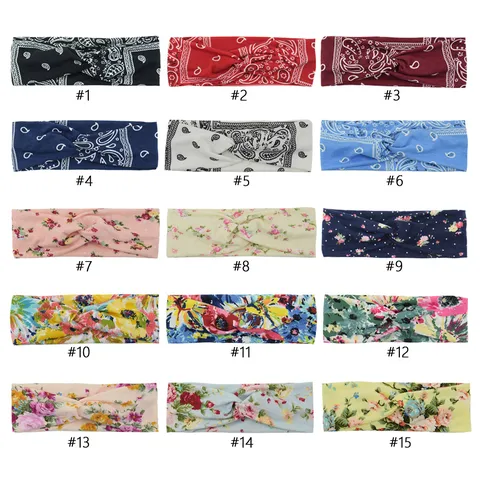 Bandeau Croisé Imprimé Mode Tissu Floral Cachemire Nœud Serre-tête Absorbe la Transpiration Accessoires Cheveux Élastiques Femmes pour Yoga Sport Lavage Viso