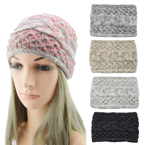Women Cable Knit Wide Headband Vintage Yarn Braided Sport Hair Band Ear Warmer Elastic Turban Casual Winter Outdoor Hair Accessories