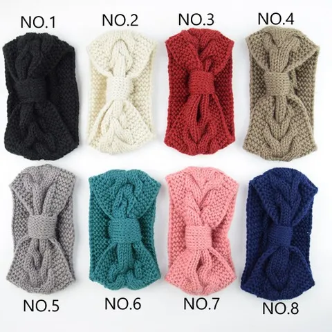 Women Cable Knit Headband Twist Bowknot Crochet Winter Ear Warmer Turban Hair Band Cozy Thermal Head Wrap Accessories