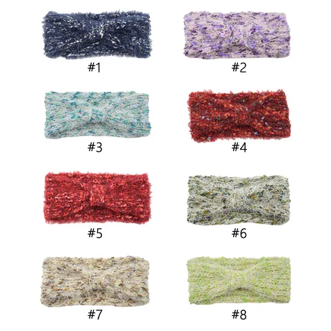 Diadema Tejido Grueso Lazo Giro Elástica Cinta Pelo Orejeras Suave Cálido Turbante Ganchillo Invierno Accesorios Cabello Mujer