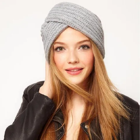Bohemian Ribbed Knit Beanie Turban Hat Criss-Cross Knot Indian Cap Warm Brimless Turban Bonnet Headwrap For Women Men Everyday Jewelry Accessories