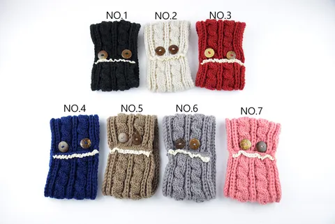 Women Retro Knit Headband Ear Warmer Yarn Braided Hair Band With Double Wood Buttons Lace Trim Crochet Turban Hair Accessories For Autumn Winter Daily Wear