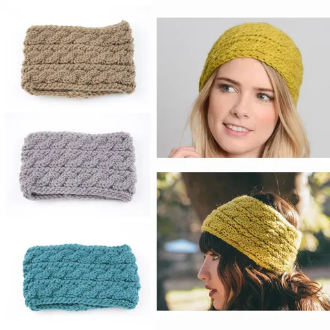 Women Winter Cable Knit Headband Polyester Braided Ear Warmer Head Wrap Twist Hair Band Cozy Outdoor Headpiece Accessory