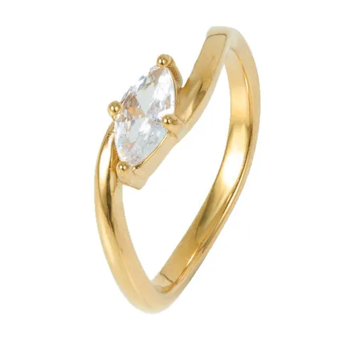Bague Vintage en Acier Titane Motif Vague pour Femme Or Minimaliste Strass Incrusté Bague Géométrique Bijoux Cadeau