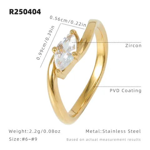 Bague Vintage en Acier Titane Motif Vague pour Femme Or Minimaliste Strass Incrusté Bague Géométrique Bijoux Cadeau