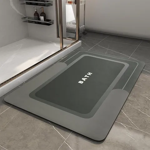 Modern Minimalist Diatom Mud Bathroom Mat Super Absorbent Quick Drying Non-Slip Floor Mat Geometric Letter Pattern For Shower Toilet Entrance Home Decor
