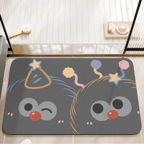 Cute Cartoon Diatom Mud Bathroom Mat Super Absorbent Quick Dry Non-Slip Bath Rug Soft Diatomaceous Earth Floor Pad For Toilet Home Decor