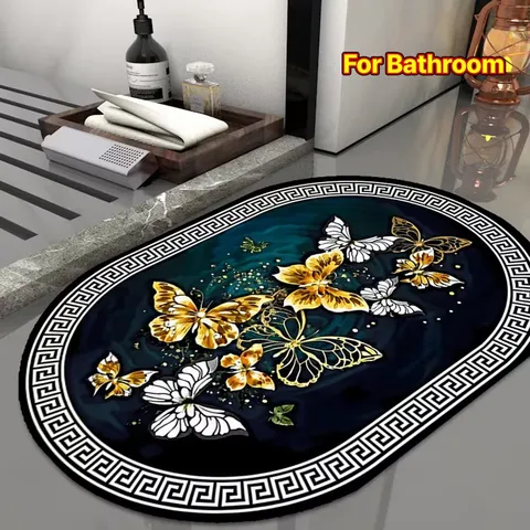 Alfombrilla de Baño de Tierra de Diatomeas Antideslizante Secado Rápido Absorbente Alfombra de Suelo Baño Impermeable Decoración Hogar