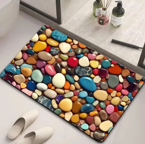 Fresh Simple Bathroom Floor Mat Absorbent Quick Drying Diatomaceous Mud Soft Mat 3D Stereoscopic Stone Pattern Home Rug