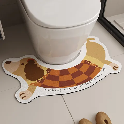 Alfombrilla de Baño en Forma de U para Inodoro de Dachshund de Dibujos Animados Tierra de Diatomeas Absorbente Secado Rápido Antideslizante