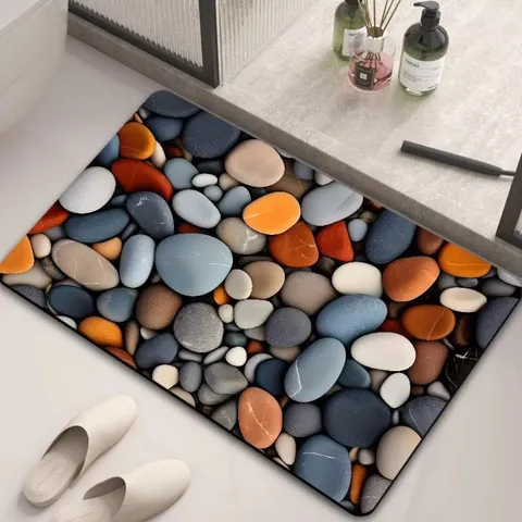 Fresh Simple Bathroom Floor Mat Absorbent Quick Drying Diatomaceous Mud Soft Mat 3D Stereoscopic Stone Pattern Home Rug